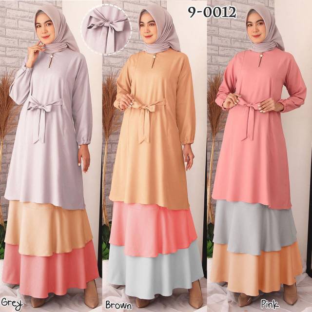 YSF -Baju Gamis Wanita Polos Set Bahan Diamond Crepe 9-0012