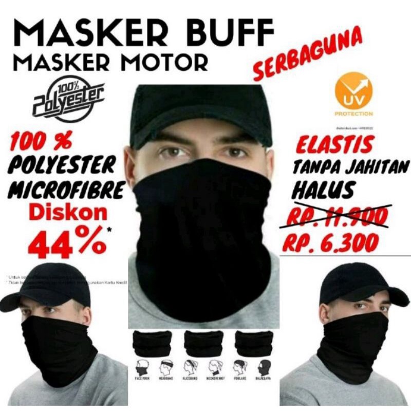 Masker motor hitam polos Baff motor hitam polos