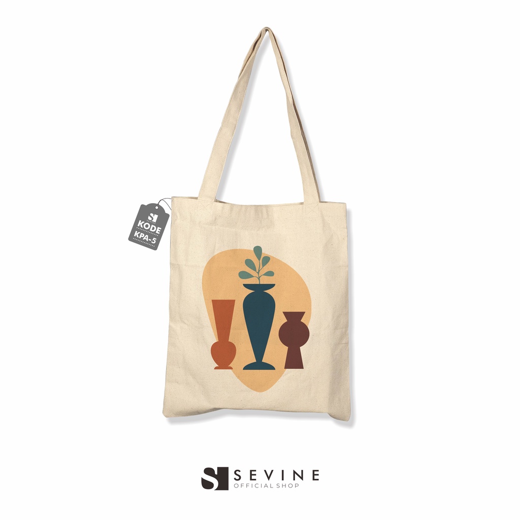 Sevine Tote Bag Kanvas Tas Fashion Totebag Wanita DTF Printing Nordic Aesthetic Series - KPA5