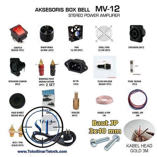 Aksesoris Box MV-12 Perlengkapan Box BELL MV12 MV 12 Perlengkapan Box Bok Power Amplifier MV12