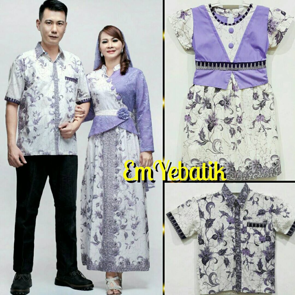 Best Seller SARIMBIT BATIK KELUARGA/FAMILY GAMIS MUSLIM ZOYA DAUN UNGU