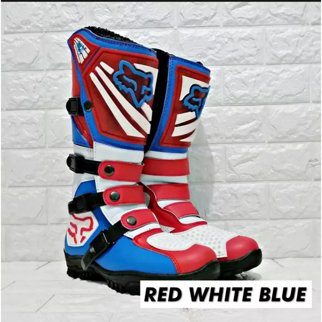 Sepatu Trail Cross Boot safety For Adventure sepatu touring  gunung RED WHITE BLUE