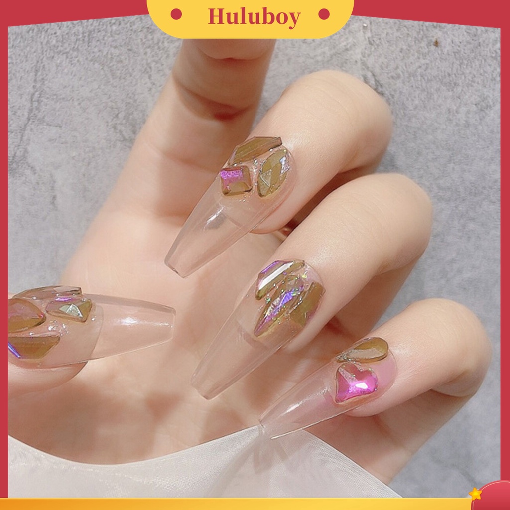 Huluboy Huluboy♡ 100 Pcs / Set Batu Berlian Imitasi 3D Bentuk Irregular Aneka Ukuran Untuk Dekorasi Manicure