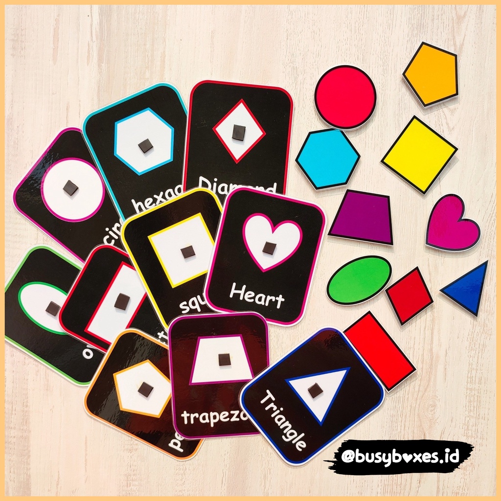 [busyboxes.id] flashcard busypage bentuk geometri / mengenal bentuk dasar / worksheet paud preschool mainan edukasi