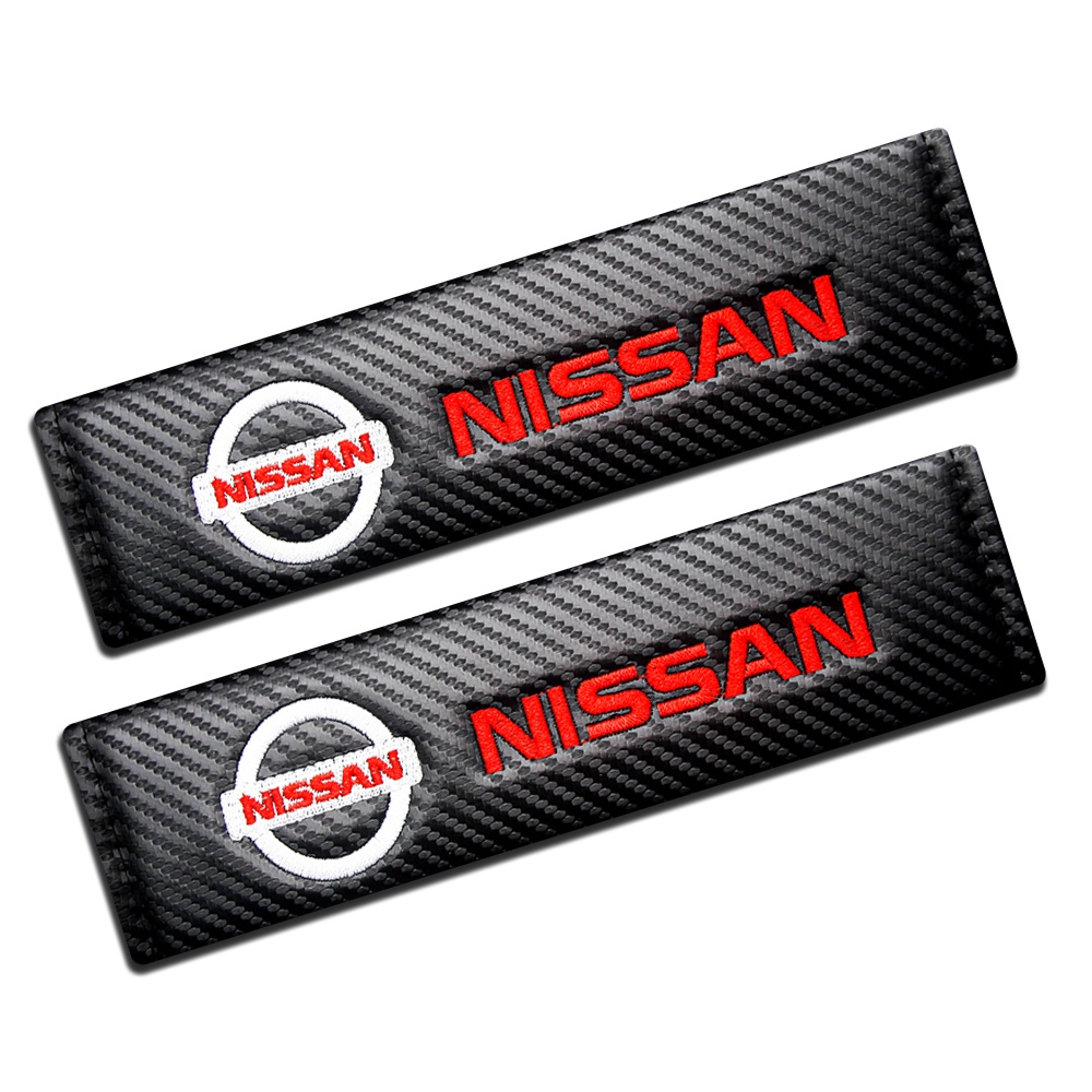 NISSAN 2pcs Cover Sabuk Pengaman Bahan Serat Karbon Untuk March Almera Note Livina Juke X-trail Versa Kicks Tida