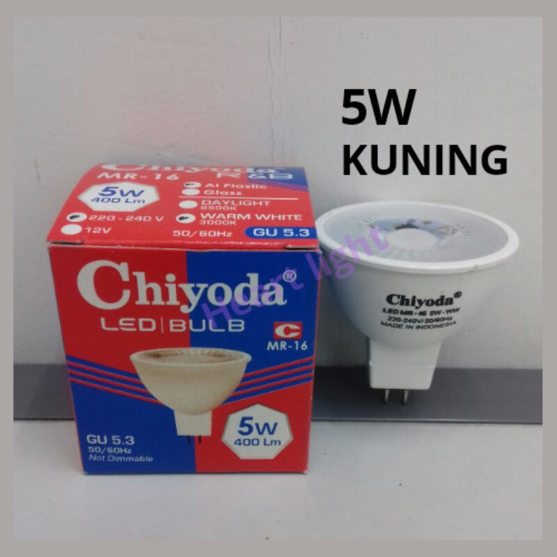 lampu LED CHIYODA MR16 GU53 5W KUNING WARM WHITE (AL PLASTIK)