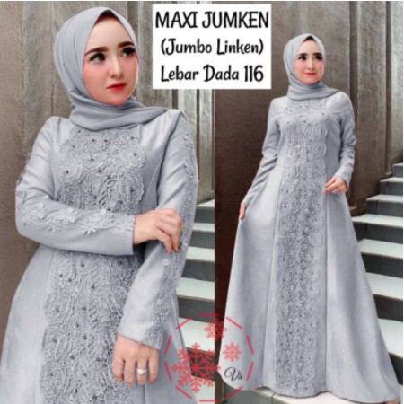 Baju Gamis Wanita Remaja Brukat Pesta Terbaru 2022 Model Kekinian Edisi Lebaran Bahan Brokat Corneli