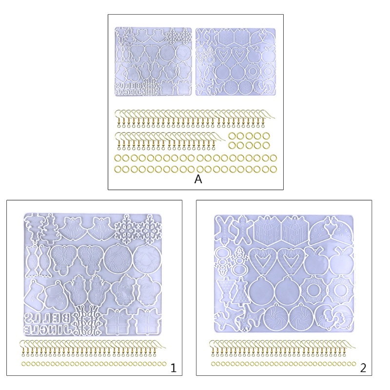 Siy Cetakan Resin Bahan Silikon Desain Natal Dengan Kait Split Ring Untuk Liontin Anting