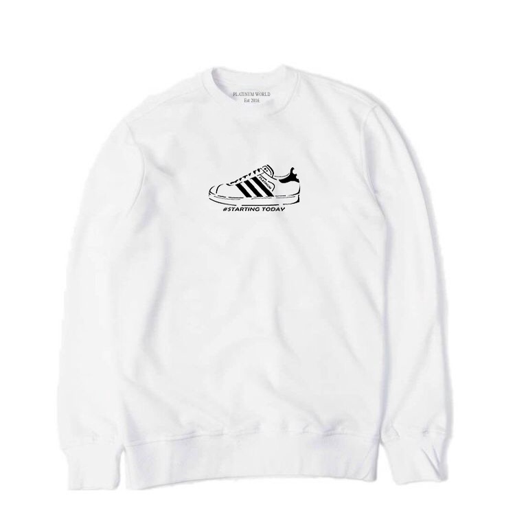 Sweatshirt Crewneck Shoe Starting Today White Platinum World Authentic Quality