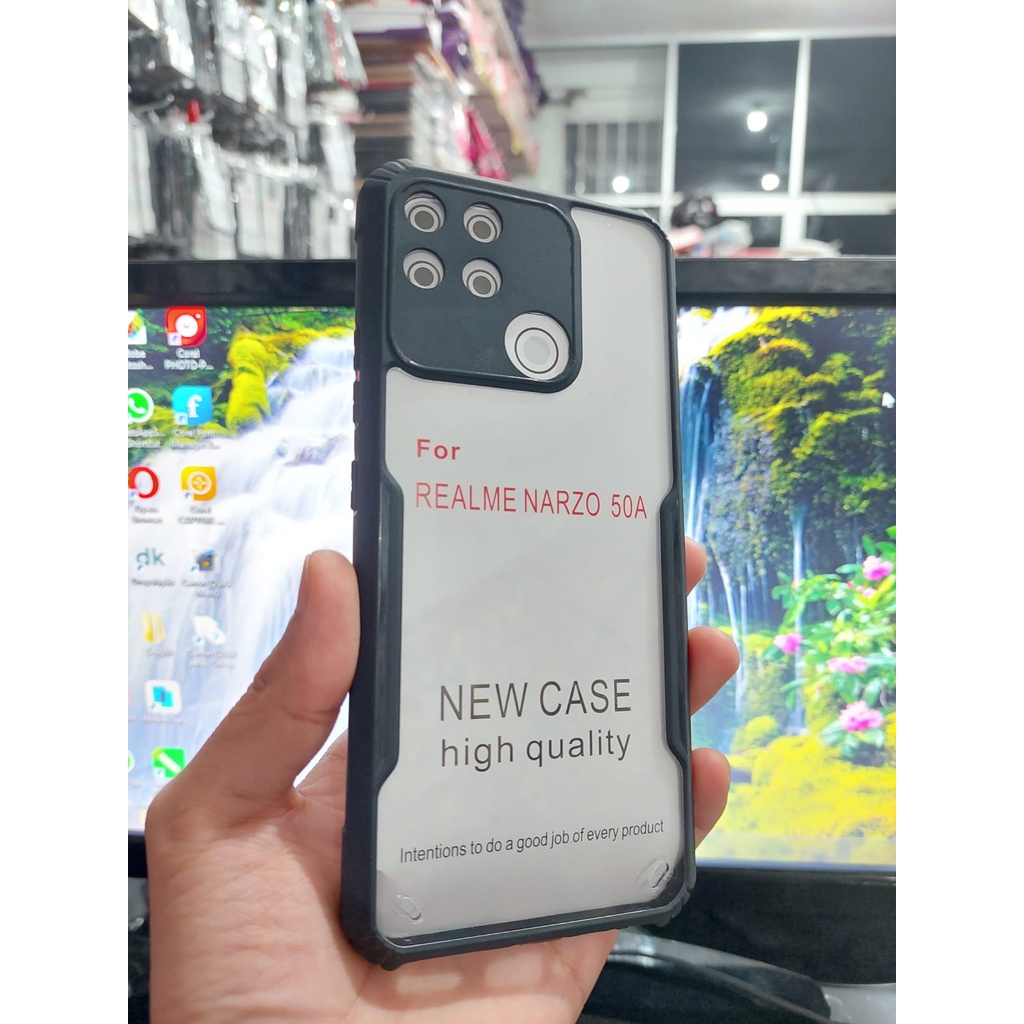 Anti Shocking Realme Narzo 50A 6.5 Inchi Hardcase Mika List Hitam Acrylic Case