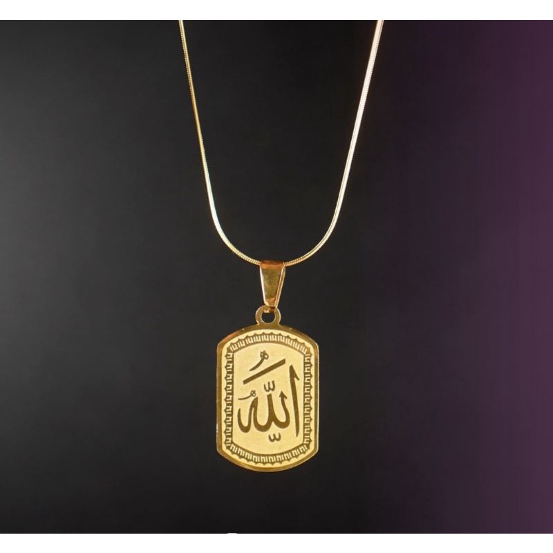 Kalung Emas Titanium Pria Wanita Liontin Lafas Allah