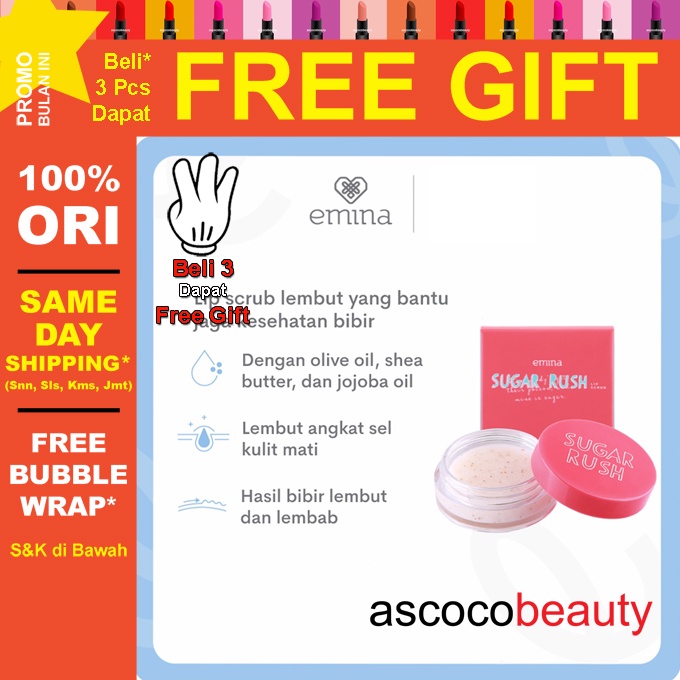 Emina Sugar Rush Lip Scrub Bibir ✰ ascocobeauty ✰