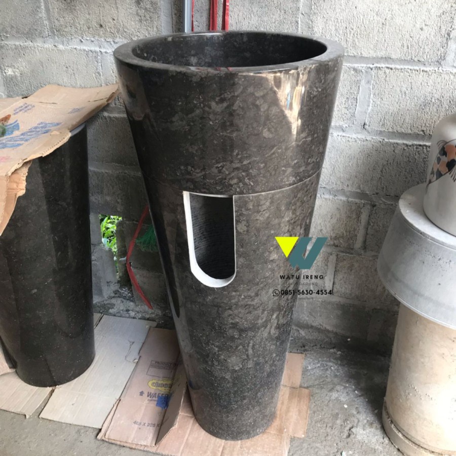 Wastafel Pedestal marmer Tower Full polish Black Edition