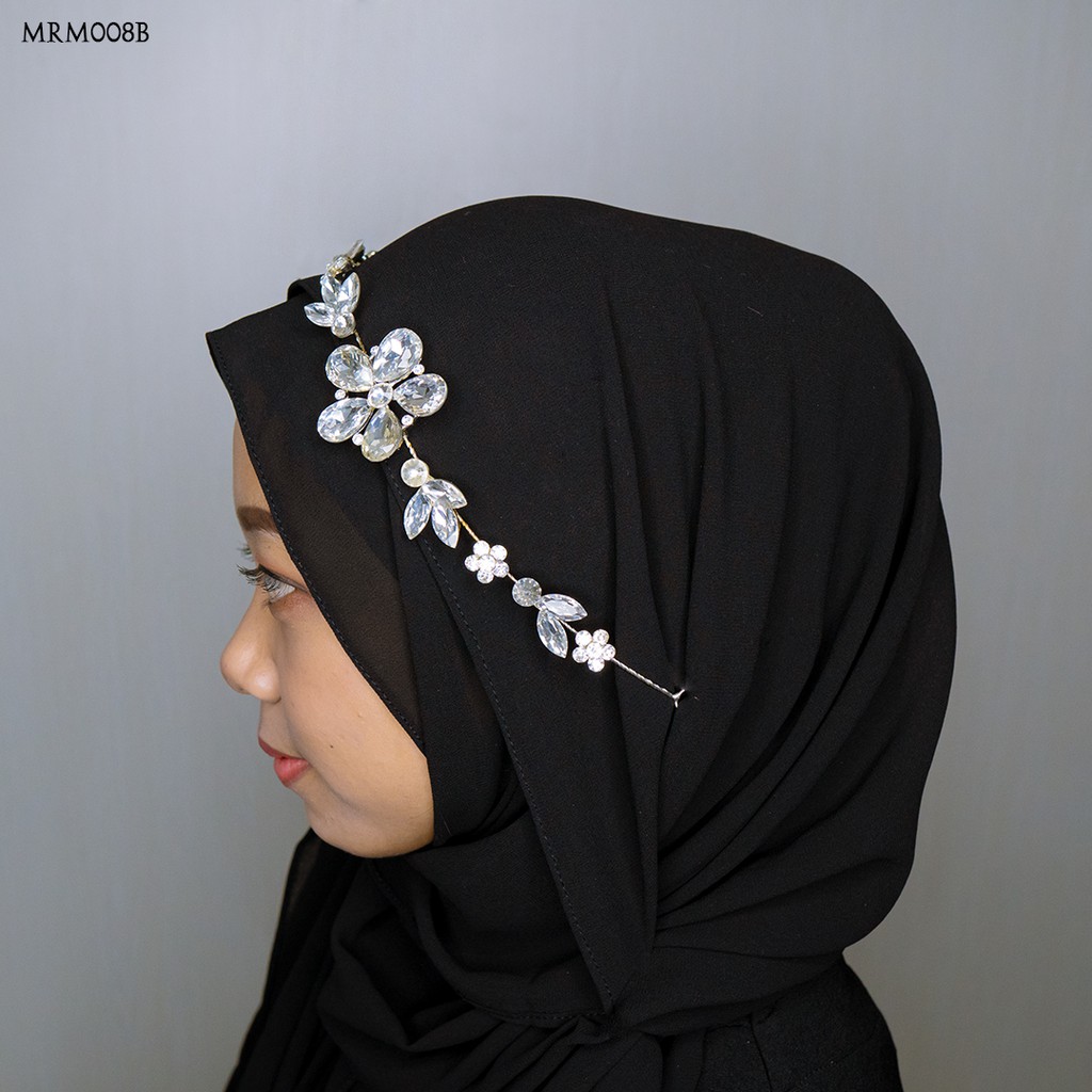 [BARANG READY] BRIDE ACCESORIES FASHION TIARA HIJABERS SILVER BUNGA MRM008B