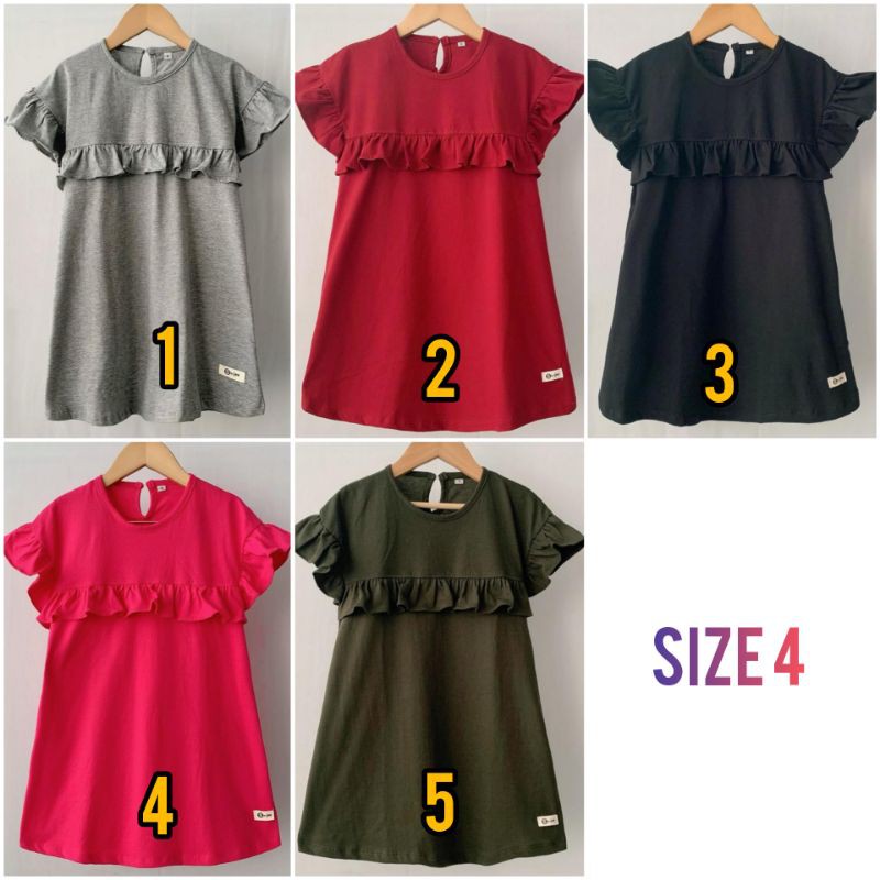 dres ruffle anak dres rumbai anak dres kaos anak