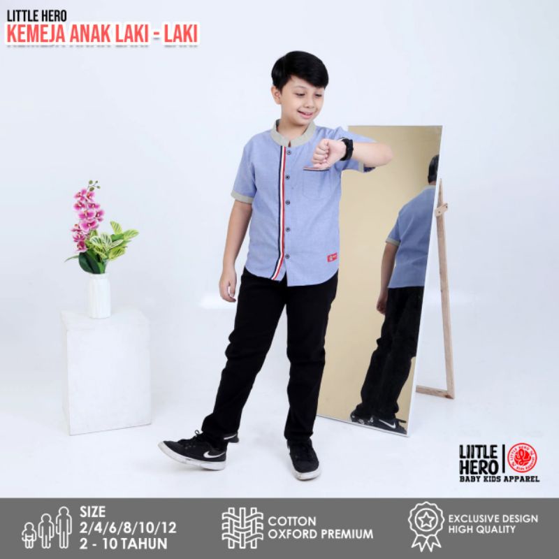 (2-10 Tahun) Baju Kemeja Hem Kemko Koko Anak Laki Laki Cowok Little Hero Usia 2 3 4 5 6 7 8 9 10 Tahun