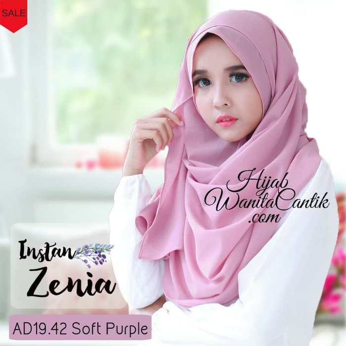 Pashmina Instan Hijab JIlbab Kerudung Pastan Instan Zenia Pink - Soft Purple