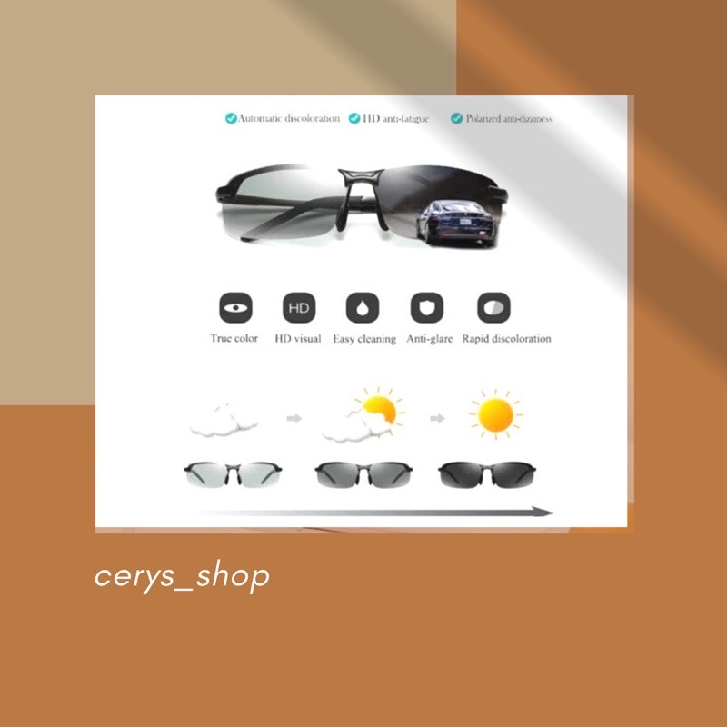 READY UV400 Kacamata Polarized Photocromic Pria Wanita Photocromic Siang Malam