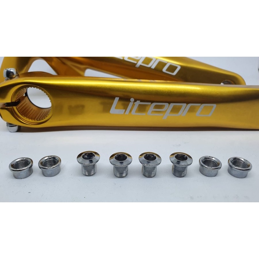 Arm Crank set Litepro HT2 Hollowtech Crank Litepro warna Gold