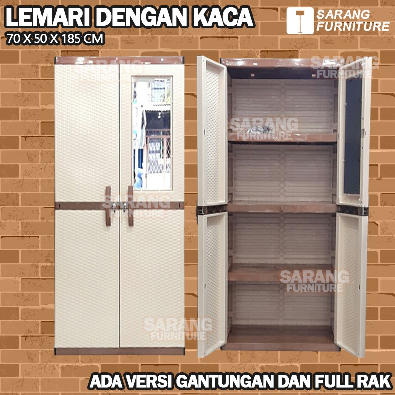 JUMBO! Lemari Pakaian Plastik Lemari 4 Susun My TOP Gantungan Dan Hambalan Dengan Kaca Dengan Kunci