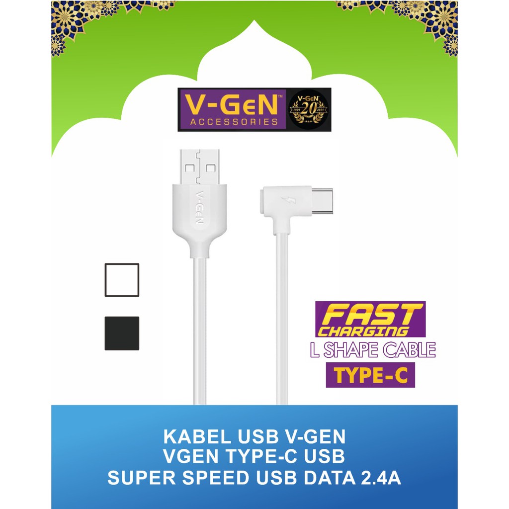 KABEL USB V-GEN 2.4A 1M CT1-16 GAMING TYPE C L SHAPE