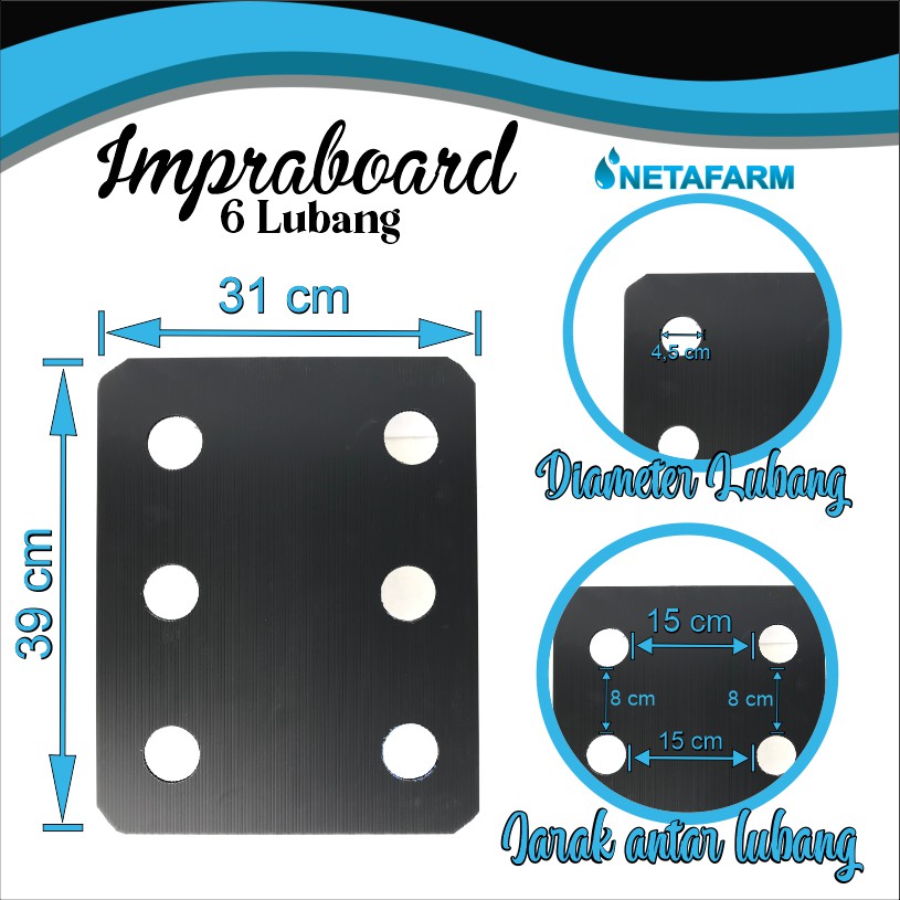 Impraboard Tutup Bak Baki Hidroponik 6 Lubang Sistem Wick