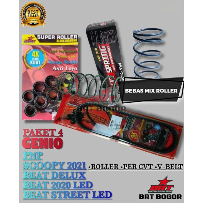 Roller + vanbelt + per cvt GENIO All new scoopy 2021 beat delux paket 5 cvt up grade cvt loler roler brt ogor loler roller vanbelt v bt cld tdr kawahara daytona Roller brt genio Roller brt beat 2020 ROLLER BRT SCOOPY 2021 GENIO ROLLER RACING BRT GENIO