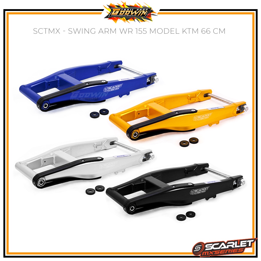 Swing Arm Scarlet MX 10916 CRF 150L 66 Cm / KLX 150 / YAMAHA WR 155  Model KTM Almunium 66 Cm Gold Hitam Merah Silver