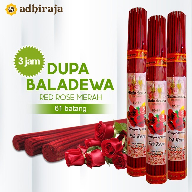 Dupa/ Hio Wangi Harum Baladewa 3 jam 61 batang Red Rose merah