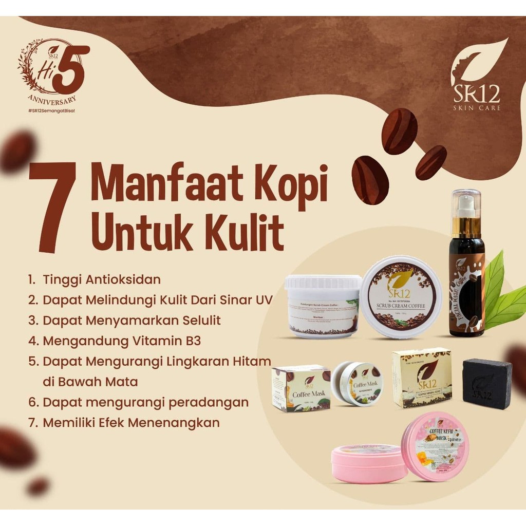 SR12 Scrub Cream Coffee Skincare Bpom Perawatan Kecantikan Kulit Lulur Scrub Mencerahkan Kulit Hitam