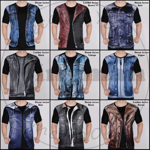 Kaos kostum jaket 3D lengan pendek