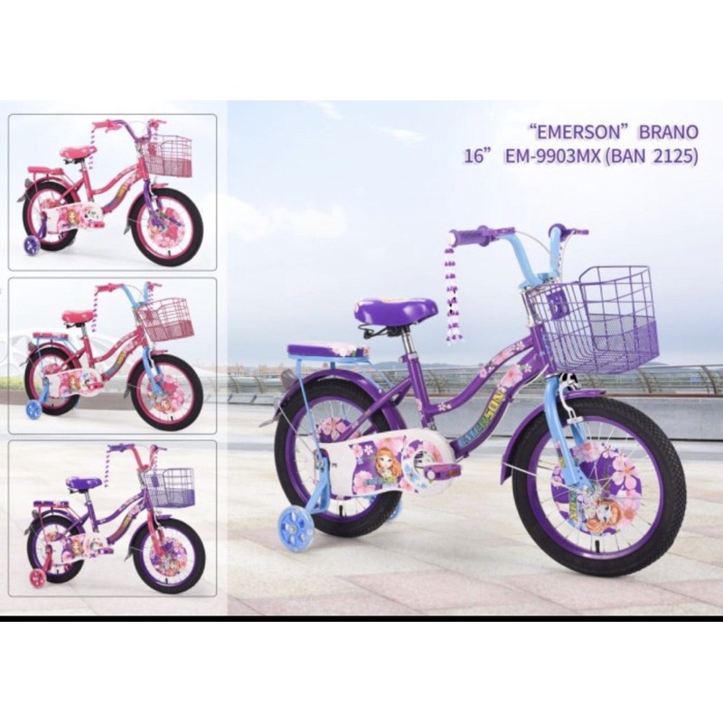 Sepeda Mini Anak Cewek Emerson Beauty 12 dan 16 inch BMX perempuan 3 - 8 tahun COD Kredit cicilan ok-1