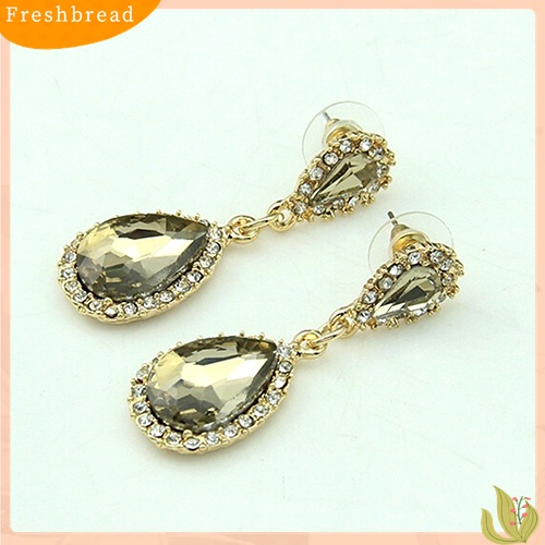 [TERLARIS]Women Deluxe Waterdrop Crystal Rhinestone Dangle Earrings Wedding Bridal Jewelry