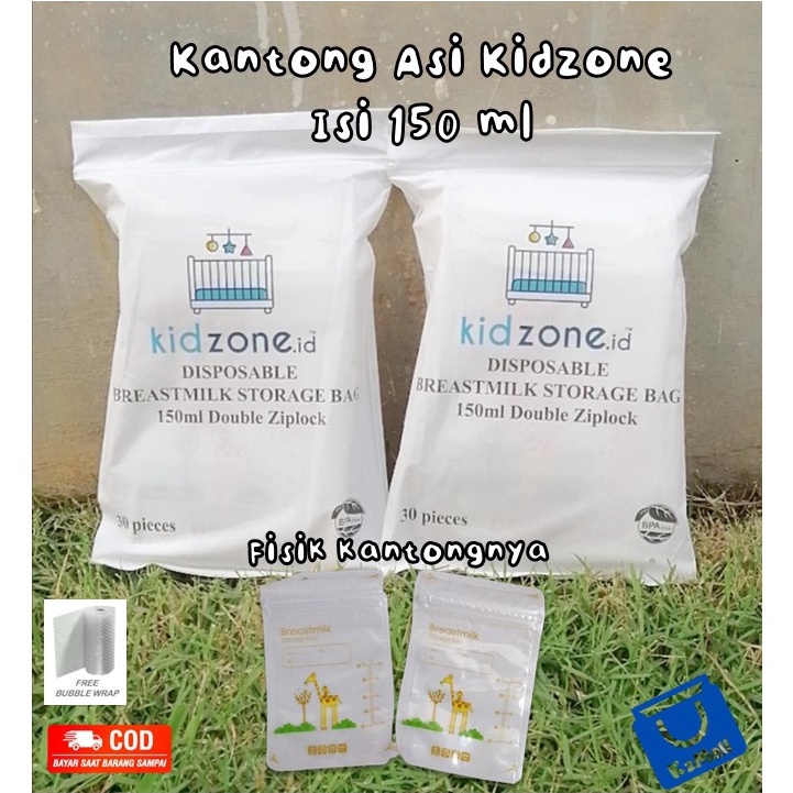 Kantong Penyimpan Asi KIDZONE 150ML isi @30pcs Double Zipper / Breastmilk Storage Bag 150ML