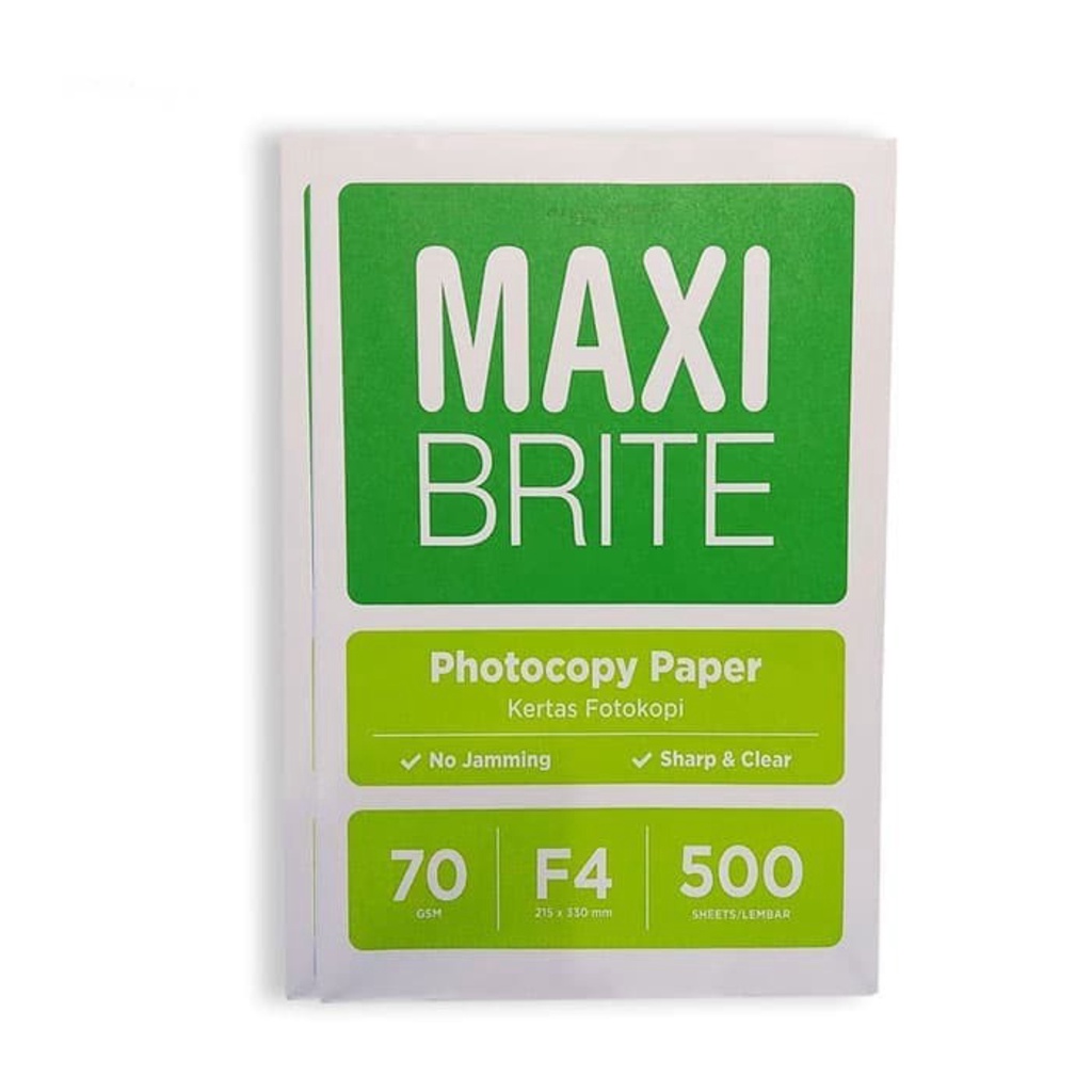 

KERTAS HVS F4 70 GRAM MAXI BRITE 1 RIM - KERTAS FOTOCOPY MURAH MAXI BRITE F4 70GR