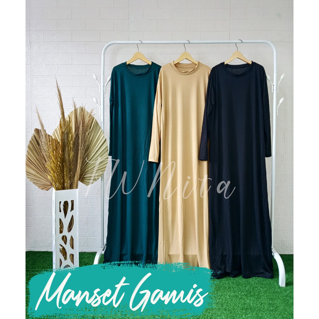 Manset Gamis Adem Lengan Panjang / Mangset Polos Wanita Inner Dress