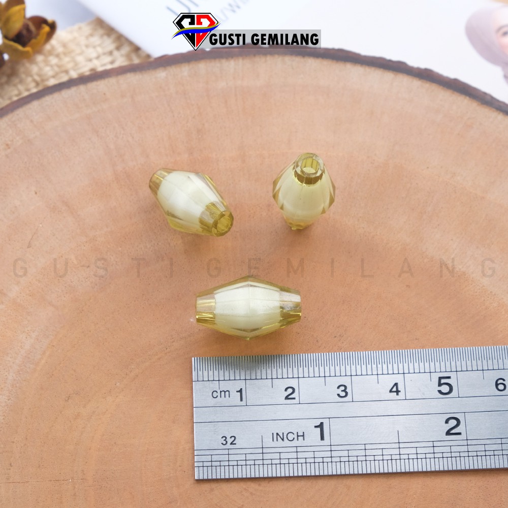 ISI 12 Bahan Bros Acrylic Belimbing Hijau Putih