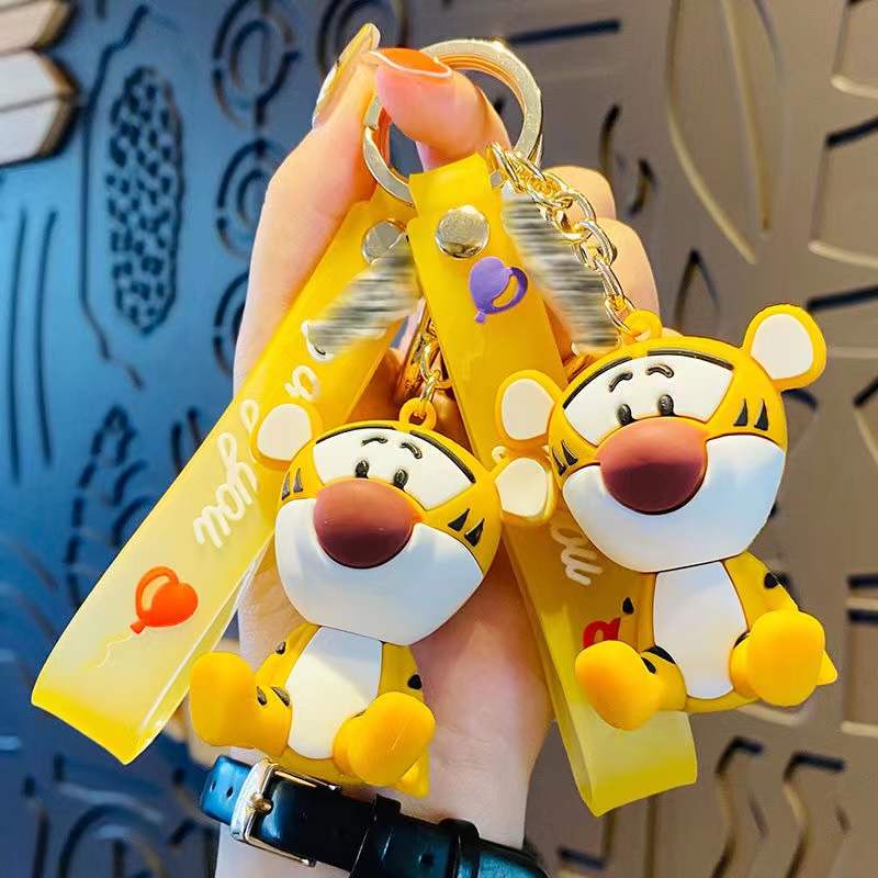 Kartun Kartun Tigger Anak Boneka Mewah Gantungan Kunci Liontin Tas Pria Kreatif Aksesoris Mobil Gantungan Kunci