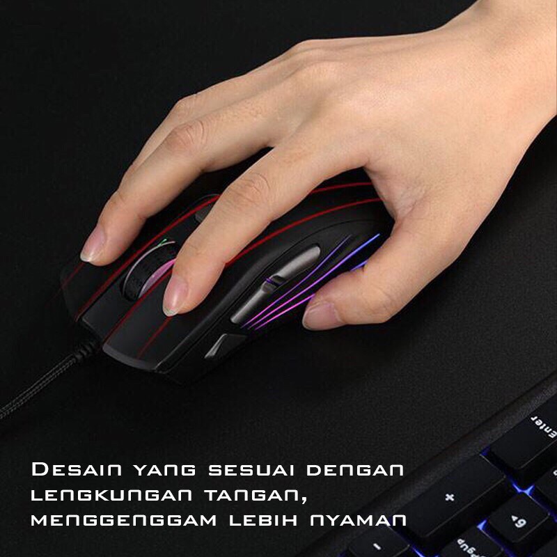 GAMEN GM1500 6400DPI Optical Positioning Technology with 6 Lighting Effects Modes Mouse Black-Garans