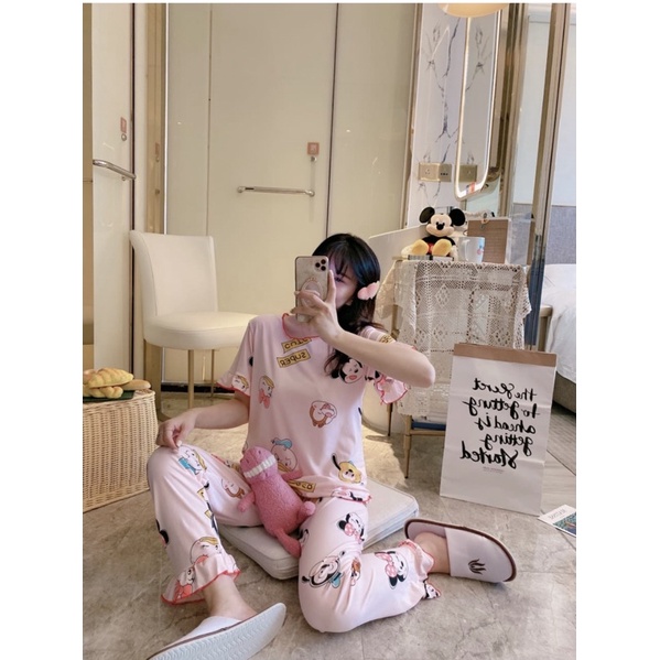 BEBIDOL REMAJA DEWASA PIYAMA IMPORT BAJU TIDUR POOH ELMO MICKEY TSUM HELLO KITTY CP KOREA LEISURE VOGUE-🐾CP-N001 TSUMPINK