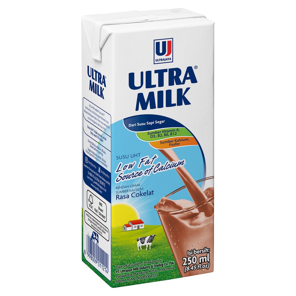 Ultra Milk Susu Uht Low Fat Coklat 12x250ml Shopee Indonesia