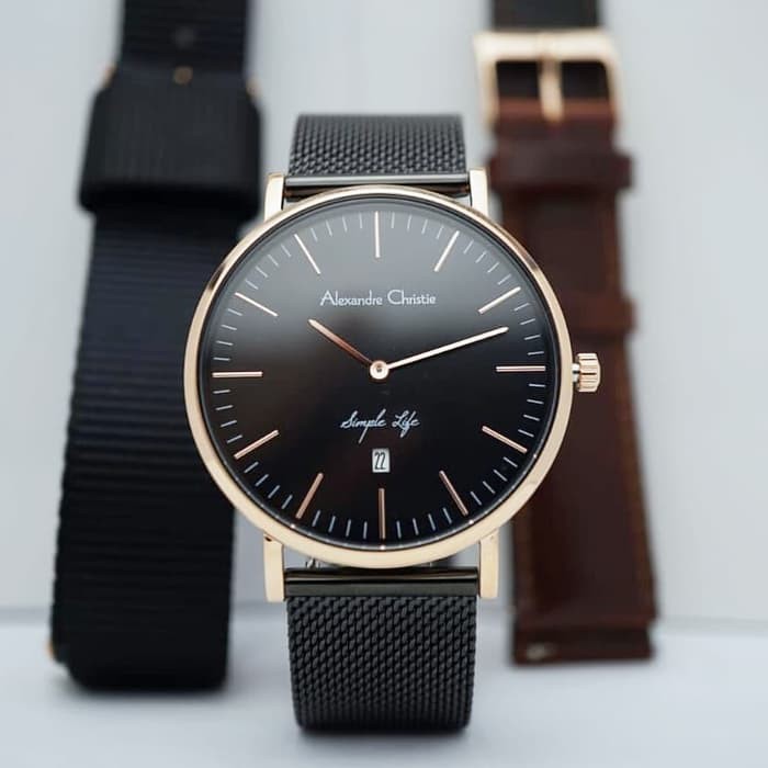 JAM TANGAN PRIA ALEXANDRE CHRISTIE AC 8566 BLACK ROSEGOLD ORIGINAL