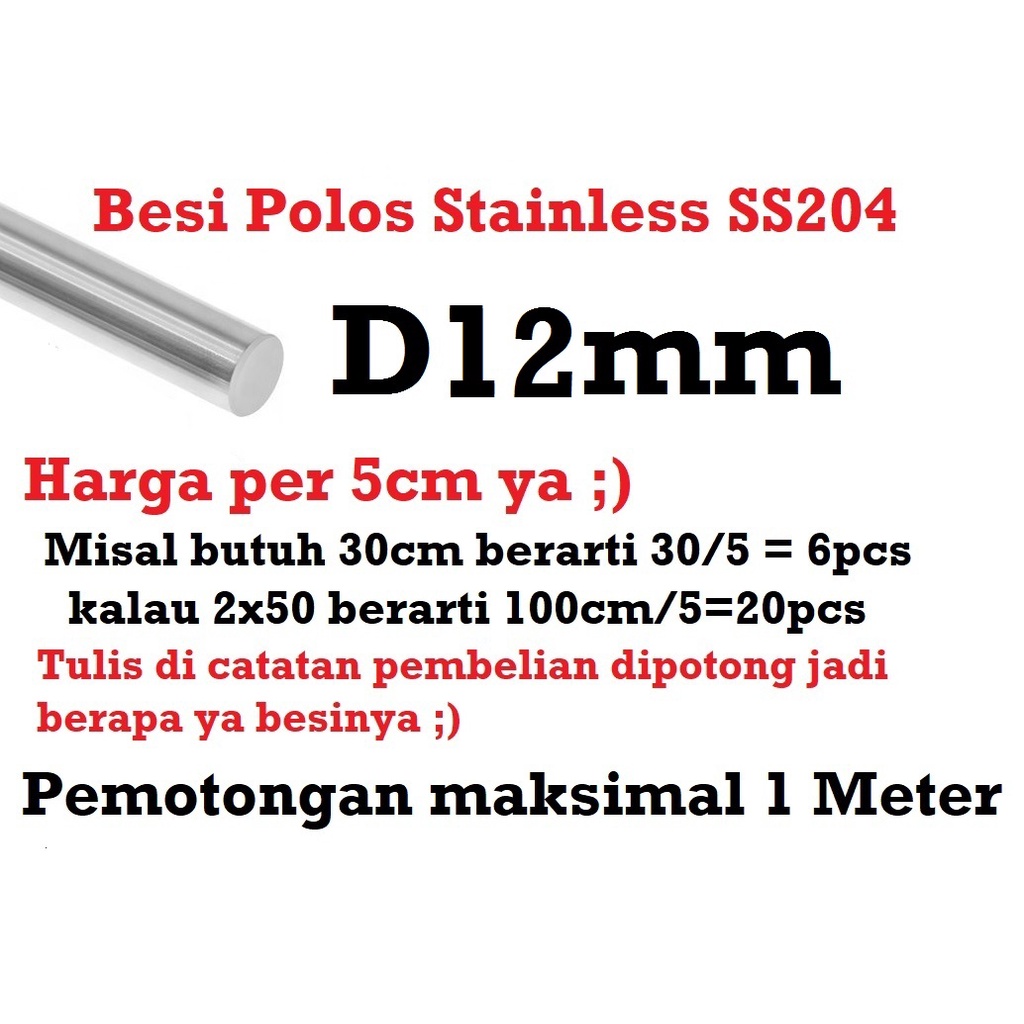 [HAEBOT] Besi Polos Linear Shaft As 12mm Stainless Steel CNC 3D Printer Smooth Rod Harga 5cm SS 204 Mekanik Part Slider Batang