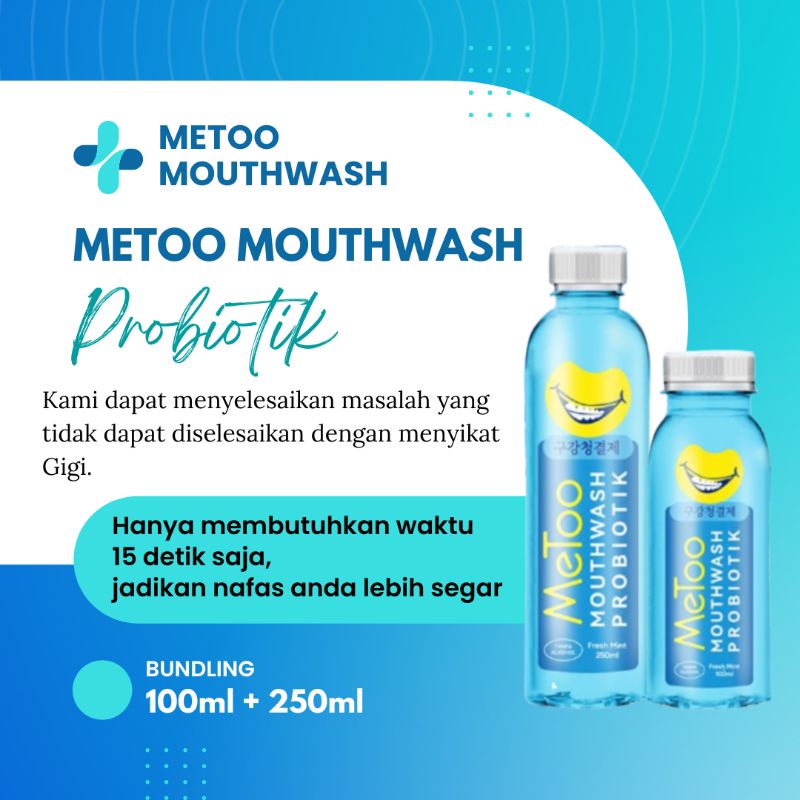 METOO Obat Kumur / Mouthwash Fresh Mint / Penyegar Mulut Probiotik 100ml / 250ml