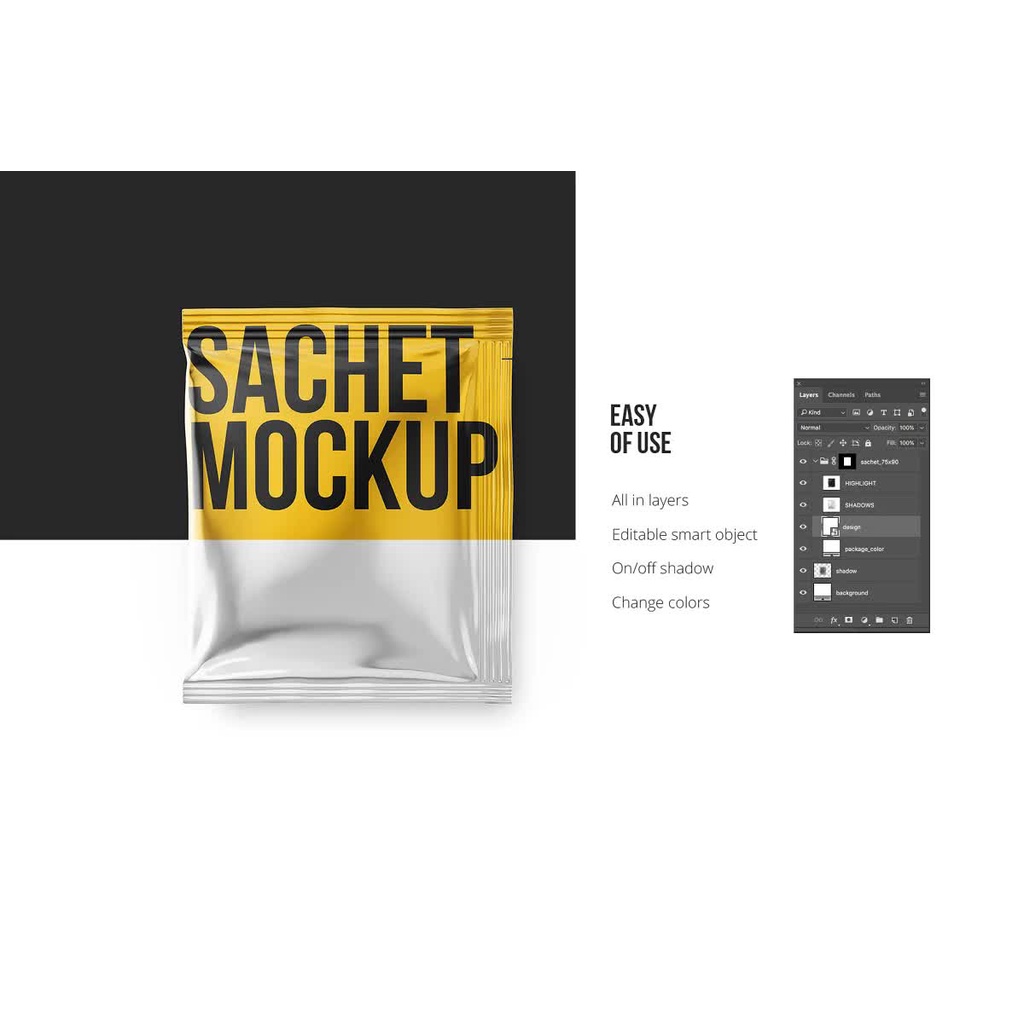 Sachet Big Pack 7 In 1 - Photoshop - Mockup Template