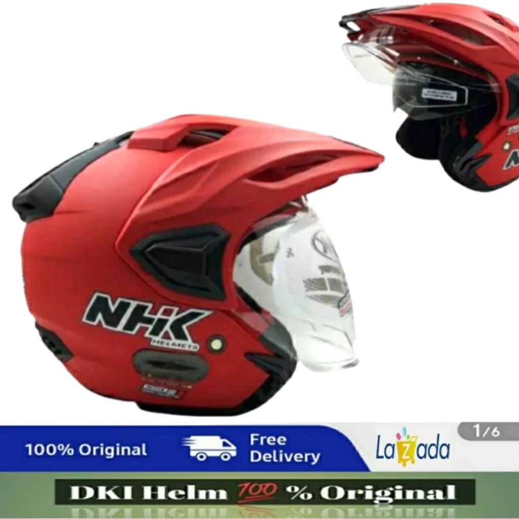 Helm NHK Predator Cripton Dobel Vosor / Dua kaca merah doff ORIGINAL NHK TECHNICAL INTERNASIONAL