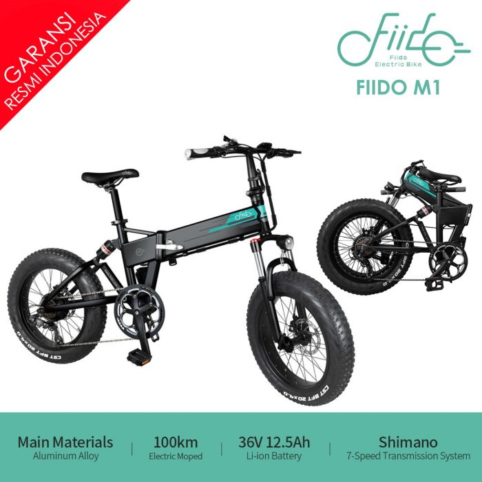 Fiido M1 Folding Electric Bike 20Inch Fat Tires 250W Motor Sepeda Listrik