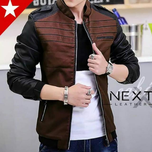 Jaket Semi Kulit Asli Pria Elegant Brownie ARL 033 Silverstone RFLA Ariel Noah 90