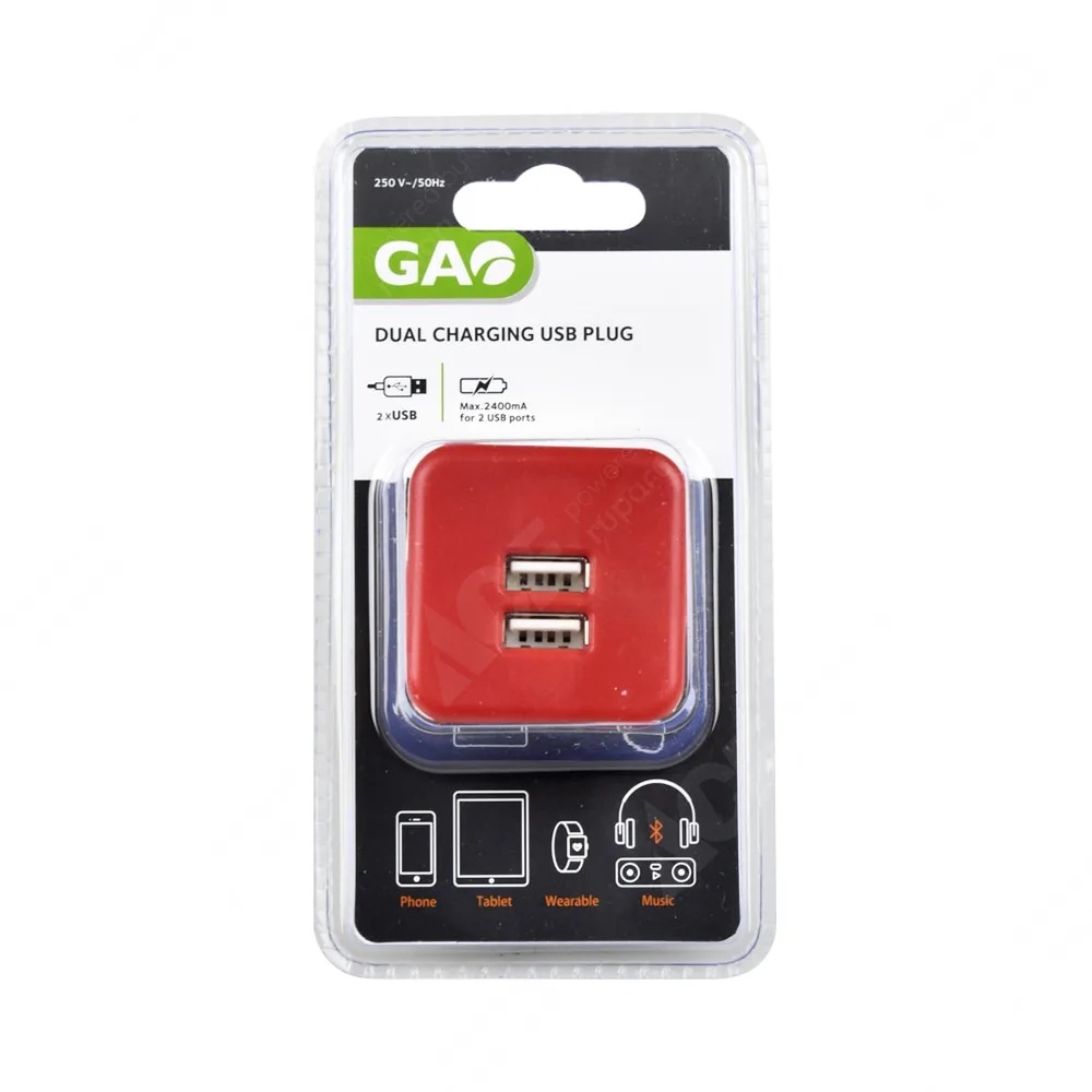 ACE Gao Charger Usb 2 Soket - Merah