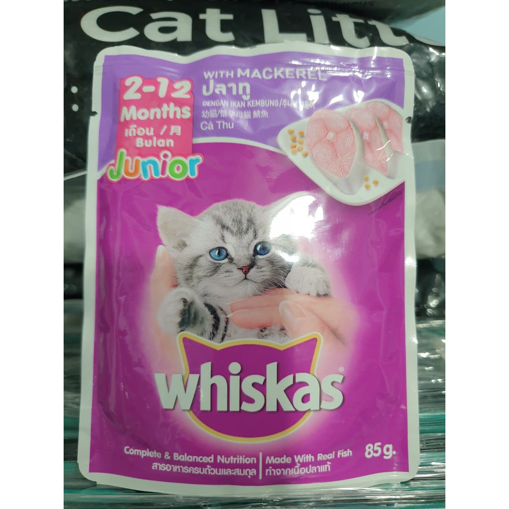 Makanan Basah Anak Kucing Umur 2-12 Bln - Whiskas 85gr (Ikan 